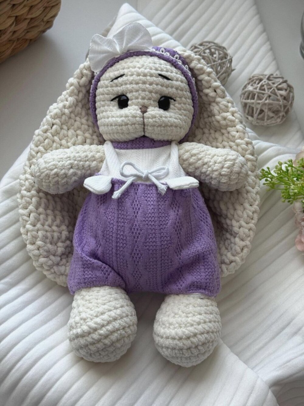 Handmade Crochet Bunny Plushie, Amigurumi Rabbit Toy, Stuffed Bunny, Plush Toys - Picture 4 of 6
